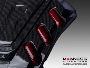 Alfa Romeo Giulia Engine Cover - Carbon Fiber - QV Version - Red Candy Accents